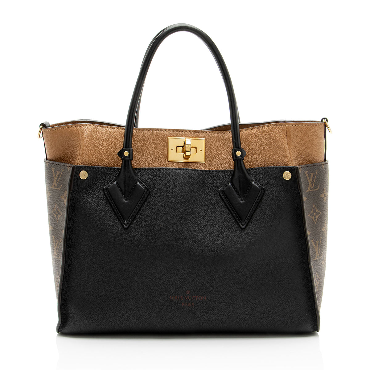 Louis Vuitton Calfskin Monogram Canvas On My Side MM Tote