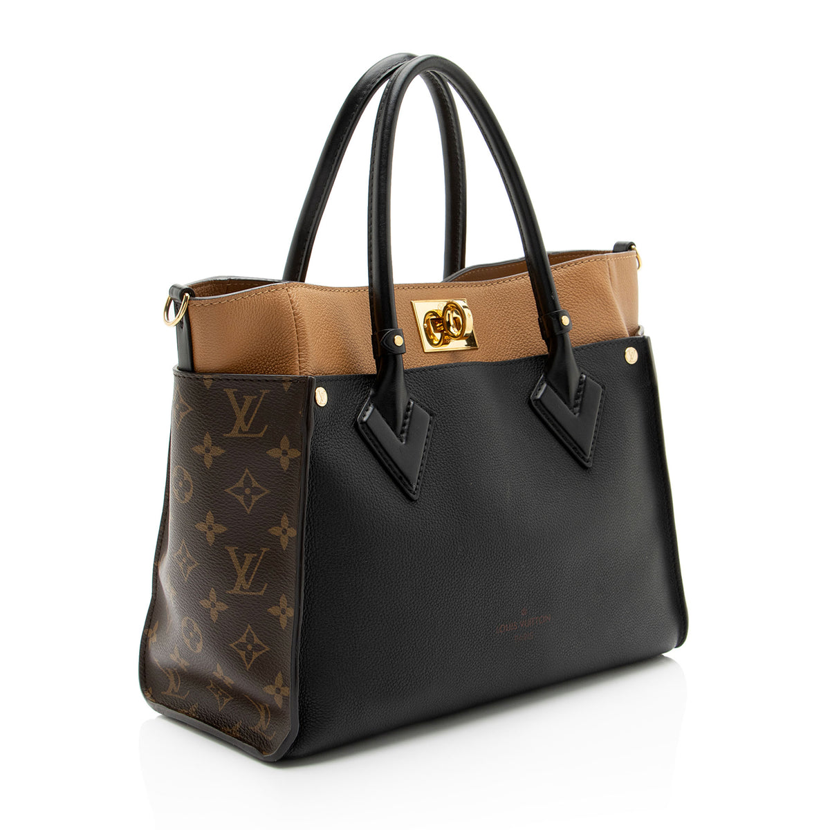 Louis Vuitton Calfskin Monogram Canvas On My Side MM Tote