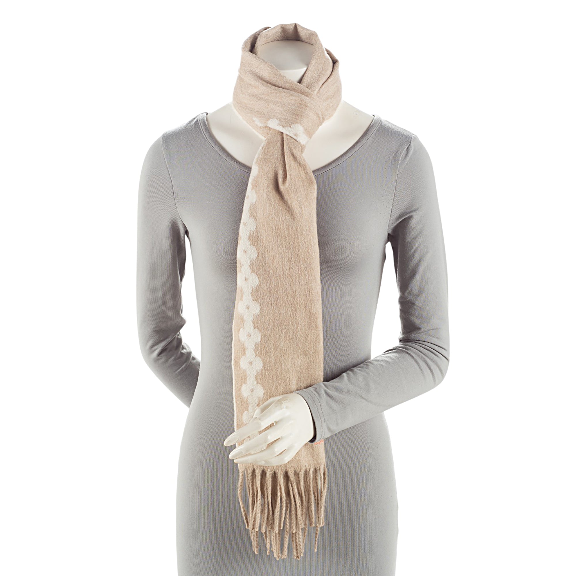 Louis Vuitton Cashmere Flowers River Fringe Scarf