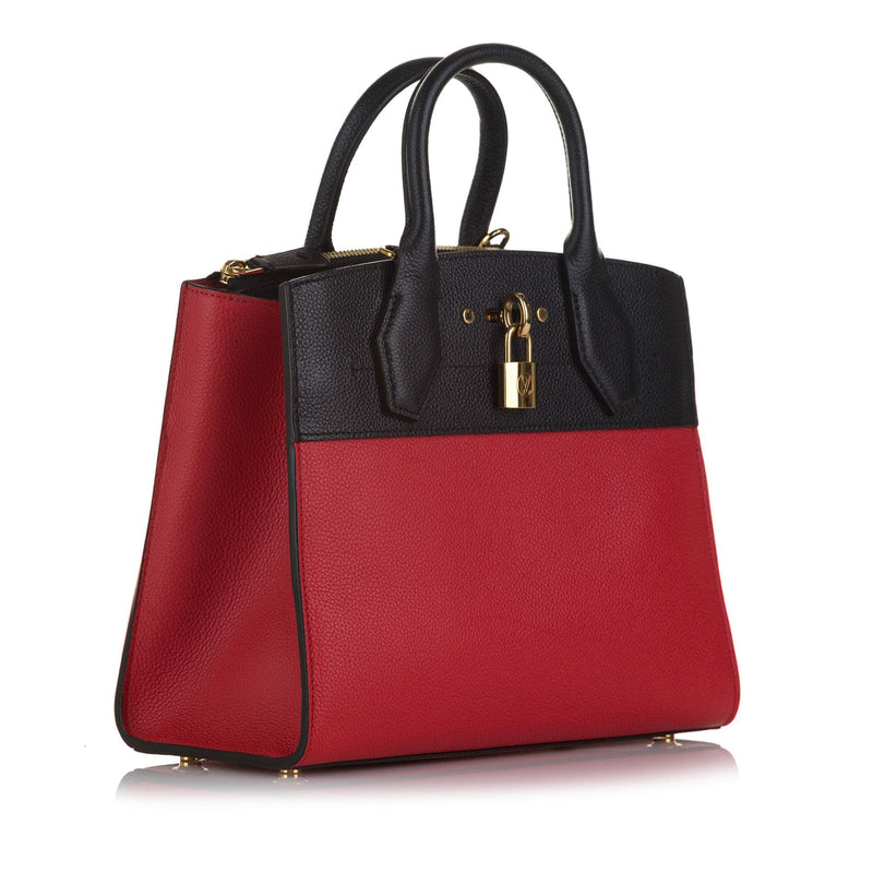 Louis Vuitton Red Smooth Leather City Steamer PM Bag