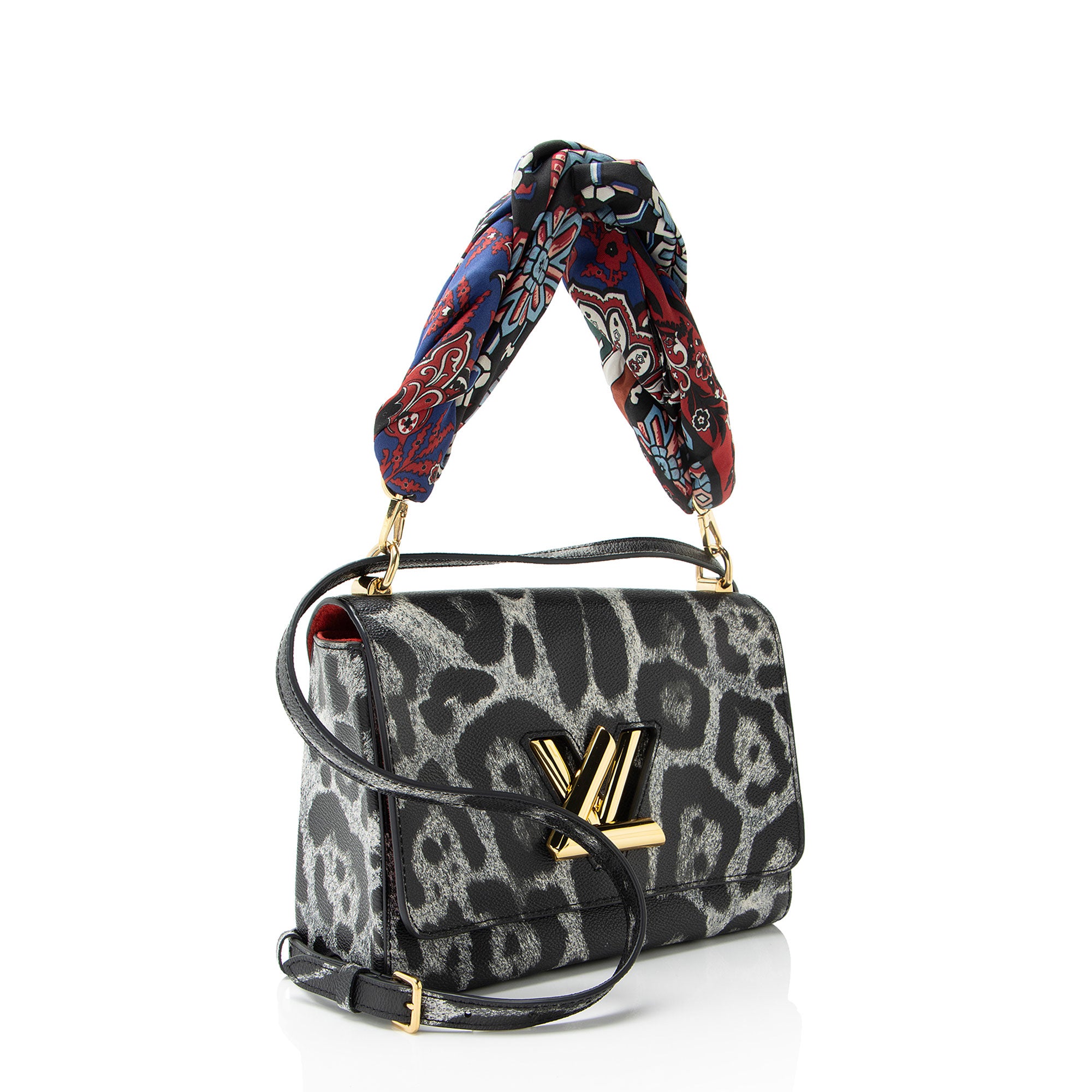Louis Vuitton Coated Canvas Wild Animal Print Twist MM Shoulder Bag