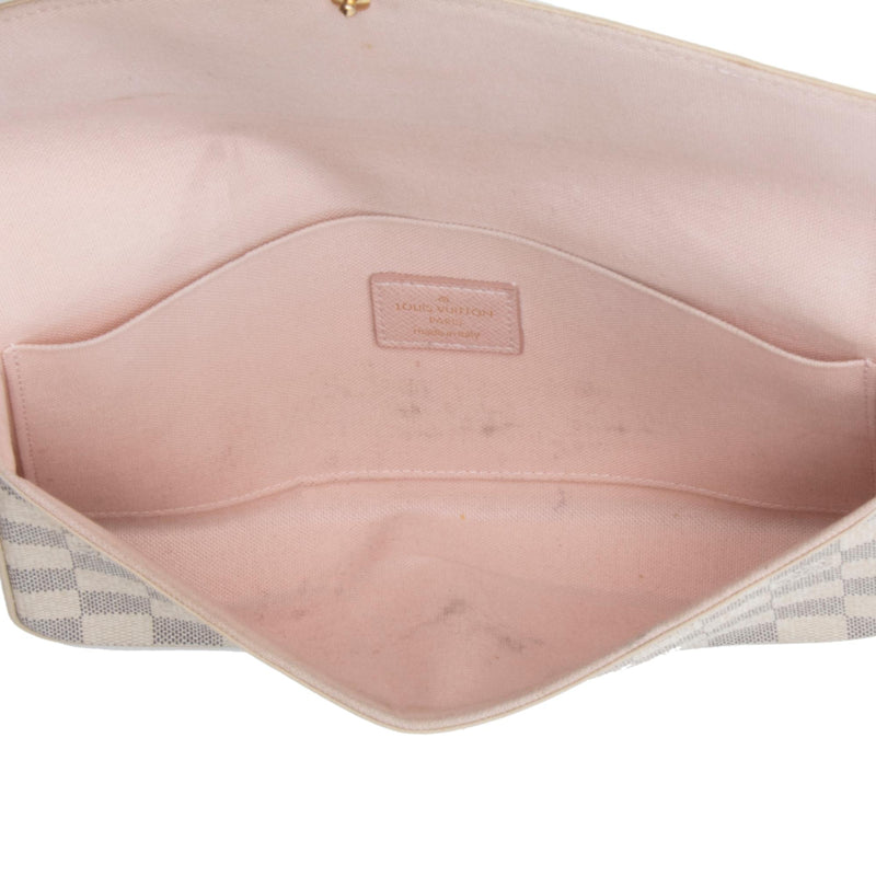 Louis Vuitton Damier Azur Calfskin Pochette Felicie GM Eau de Rose