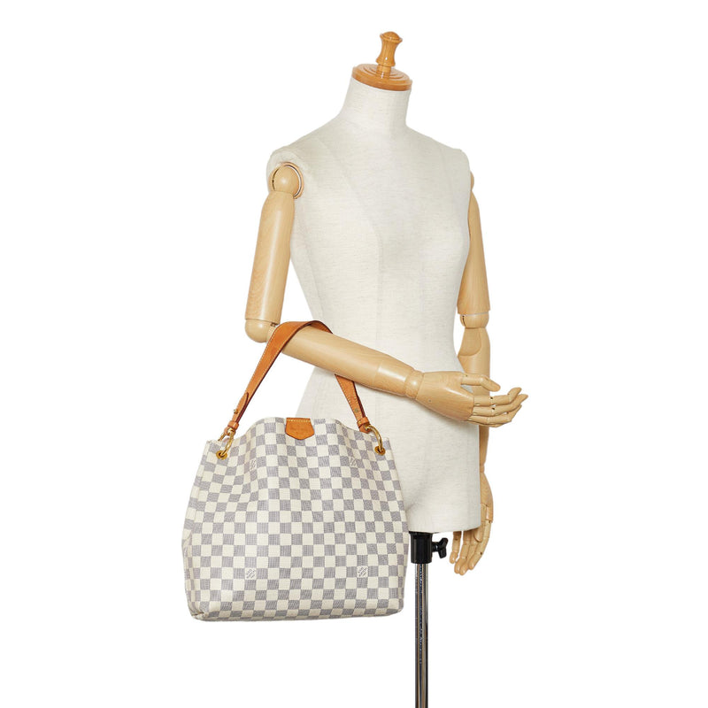 LOUIS VUITTON Graceful PM Damier Azur Shoulder Bag White