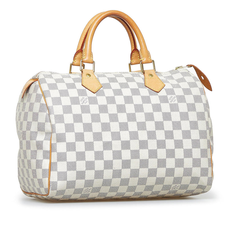 Authentic LOUIS VUITTON Speedy 30 Damier Azur White Hand Bag Purse 