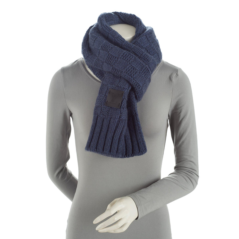 Louis Vuitton Damier Cobalt Cashmere Knit Scarf (SHF-23236) – LuxeDH