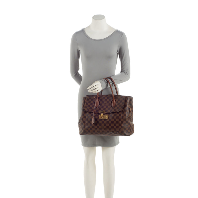 Louis Vuitton Damier Ebene Ascot Satchel (SHF-wRUnhv)