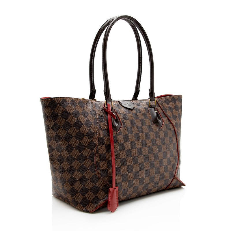 Louis Vuitton Caissa Wallet Damier Ebene Leather Card Brown Women Red Zip LV