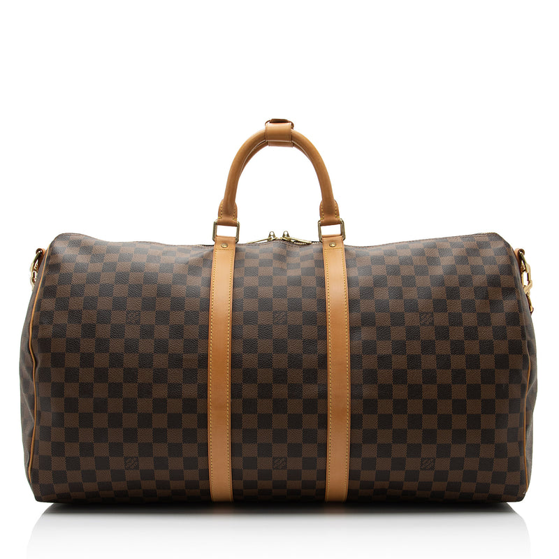 Louis Vuitton Damier Ebene Keepall Bandouliere 55 Duffle Bag (SHF-2376 –  LuxeDH