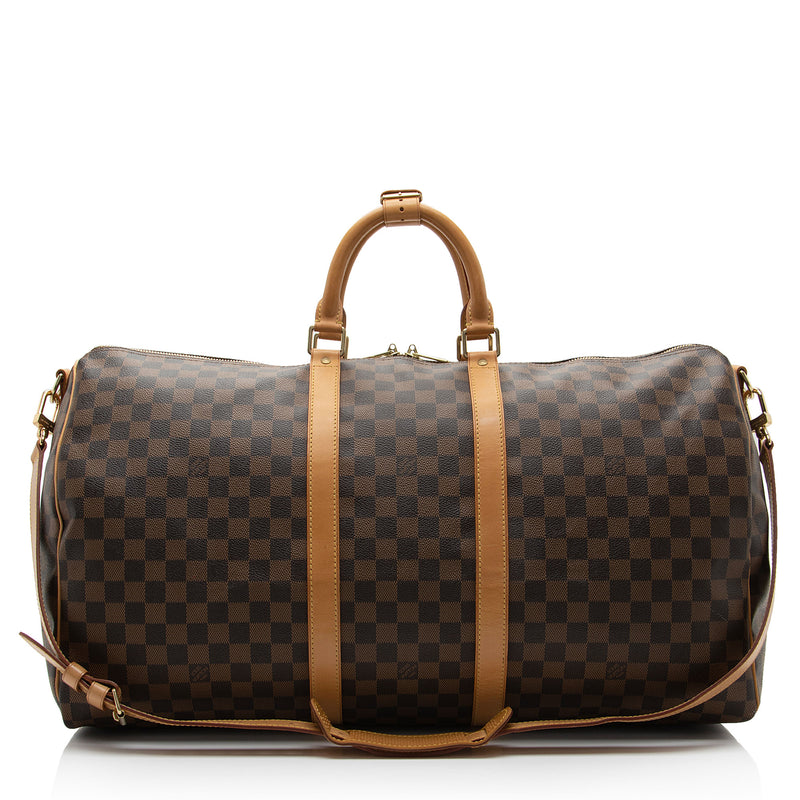 Louis Vuitton Damier Ebene Keepall Bandouliere 55 Duffle Bag (SHF