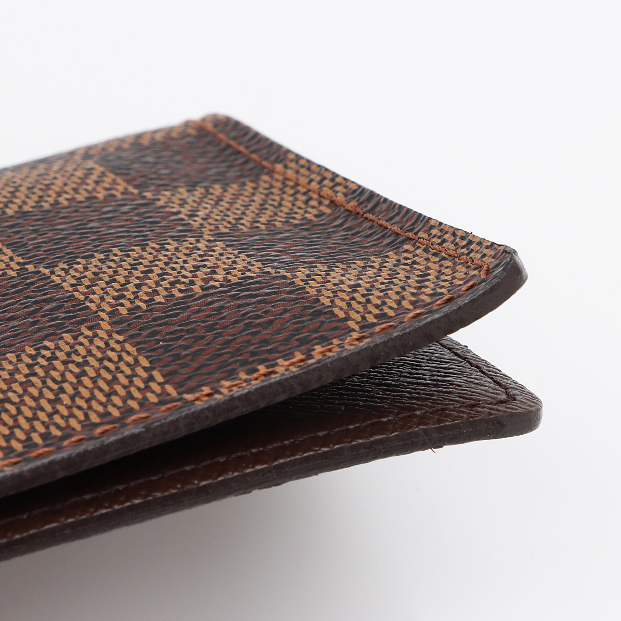 Louis Vuitton Damier Ebene Two Card Holder Wallet (SHF-Fox7xD)