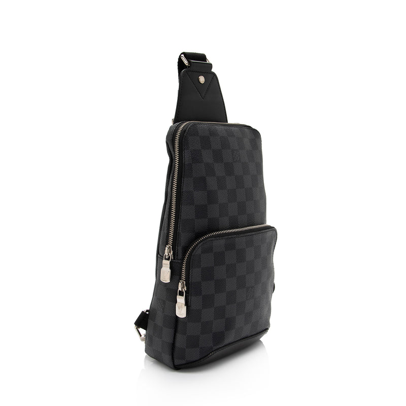USED Louis Vuitton Damier Graphite Canvas Avenue Sling Bag AUTHENTIC