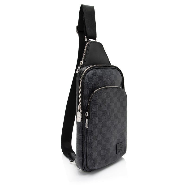 LOUIS VUITTON Avenue Sling Damier Graphite Backpack Bag Black