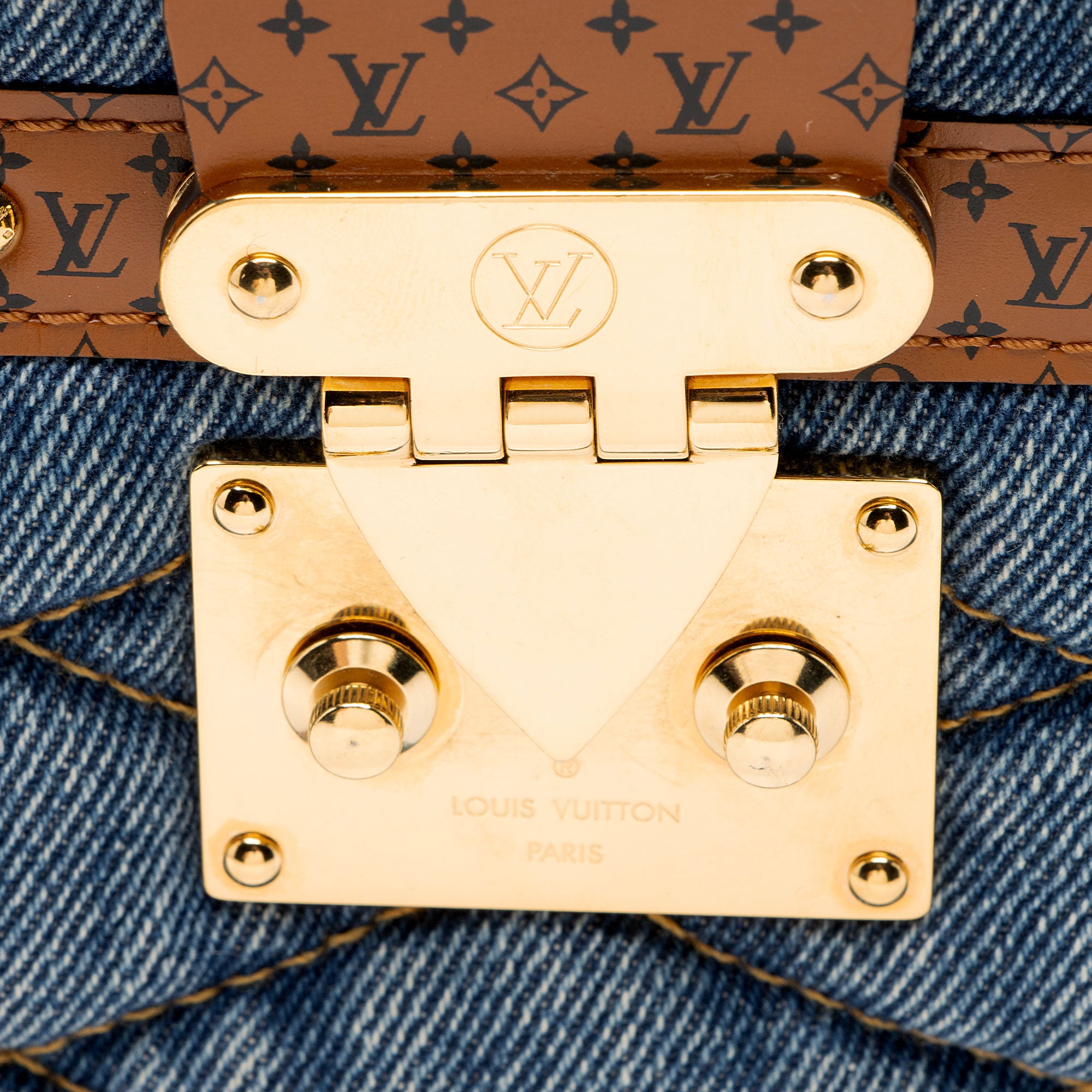 Louis Vuitton Denim Calfskin Malletage Trunk Clutch