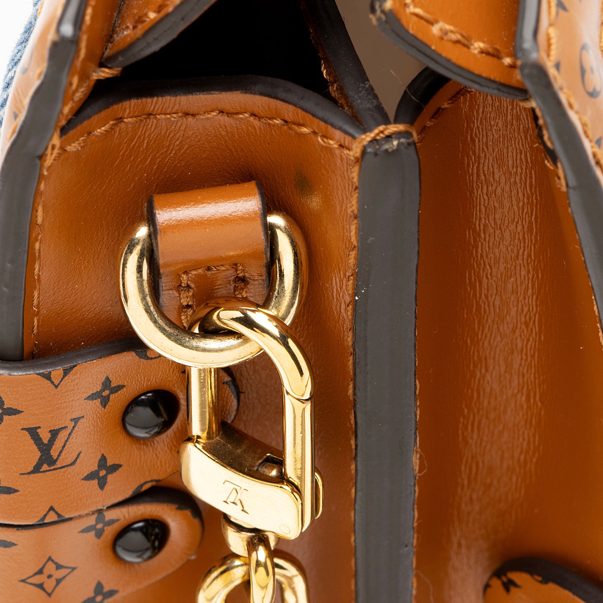 Louis Vuitton Denim Calfskin Malletage Trunk Clutch