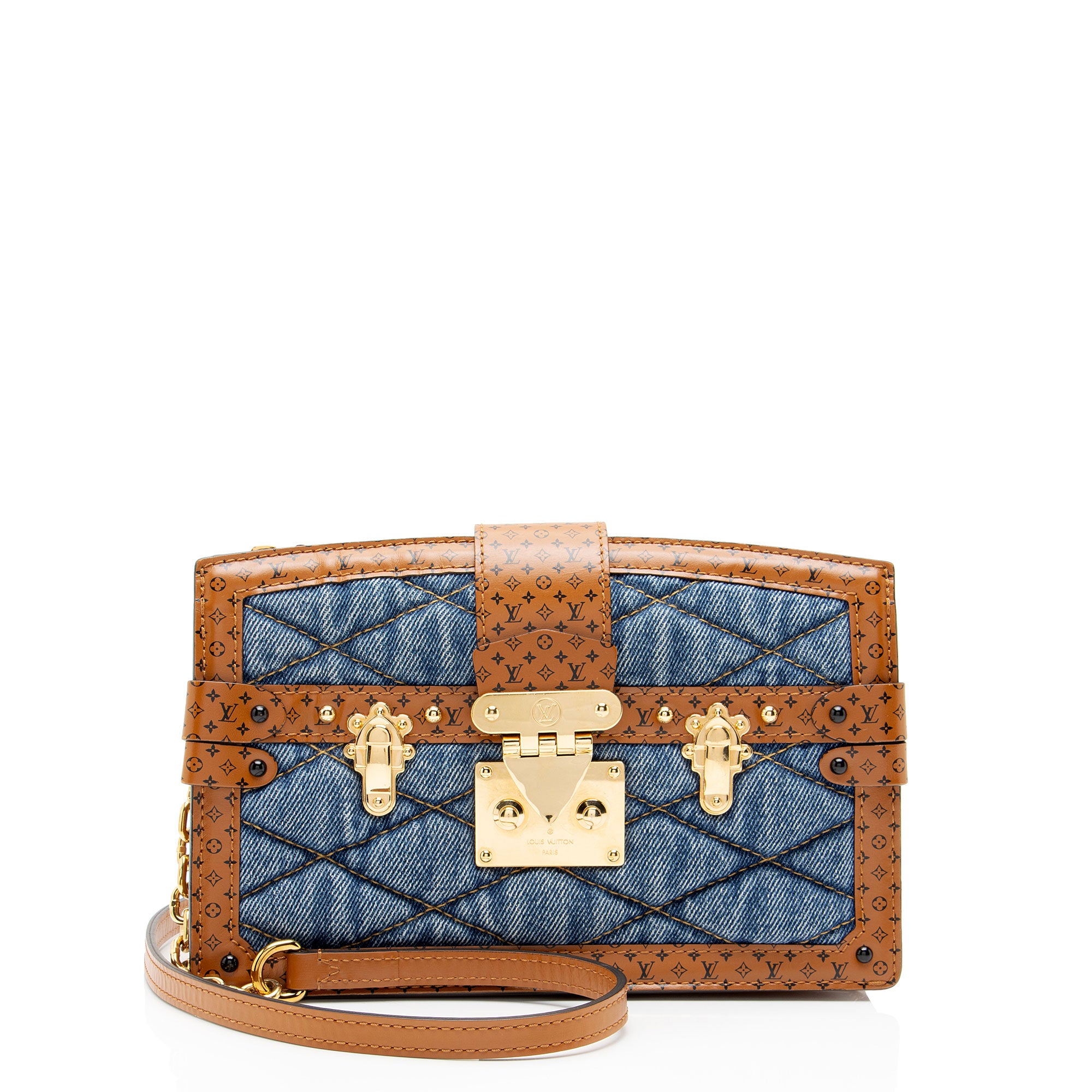 Louis Vuitton Denim Calfskin Malletage Trunk Clutch