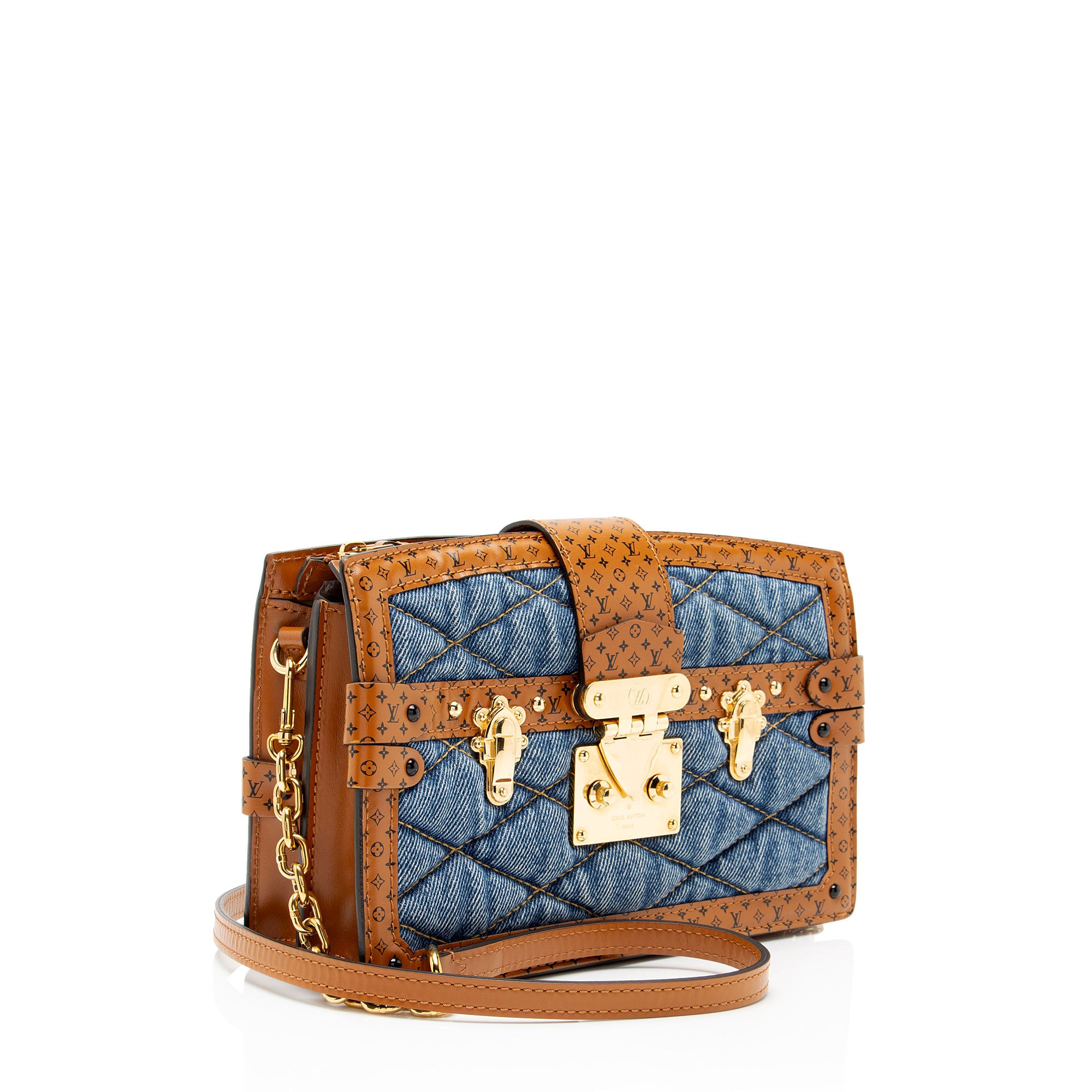 Louis Vuitton Denim Calfskin Malletage Trunk Clutch