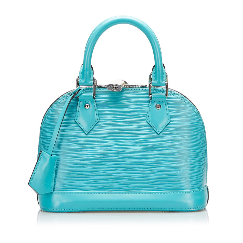 Authentic Louis Vuitton Blue EPI Leather Alma PM Handbag