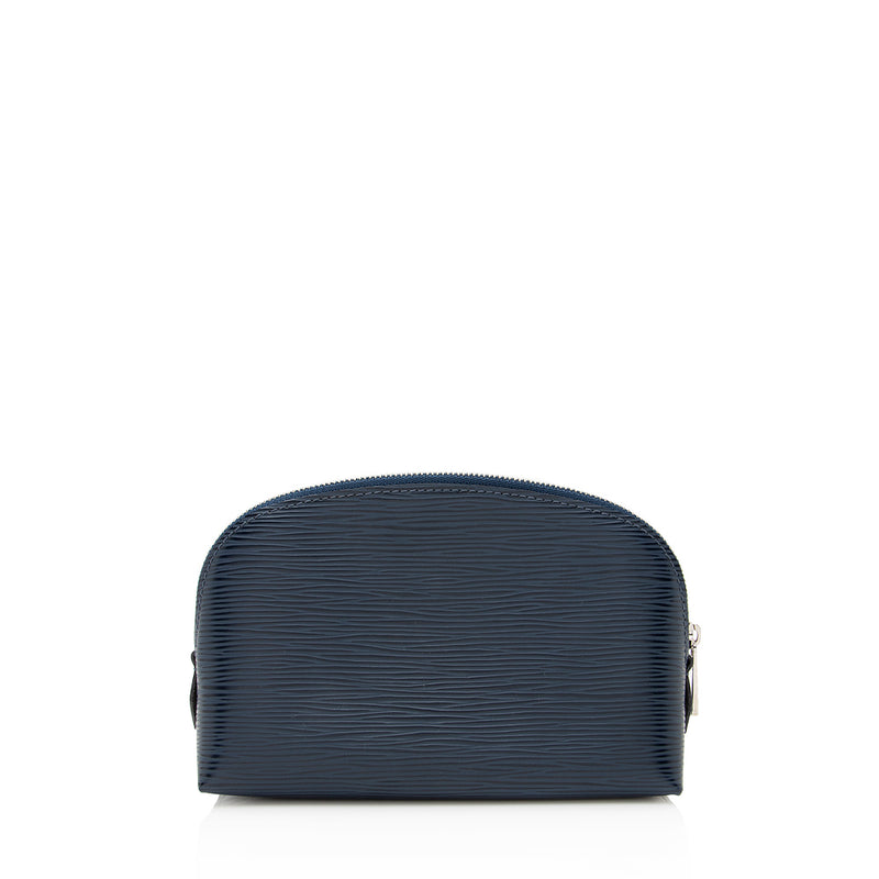 Pre-owned Louis Vuitton Indigo Epi Leather Card Holder In Navy Blue
