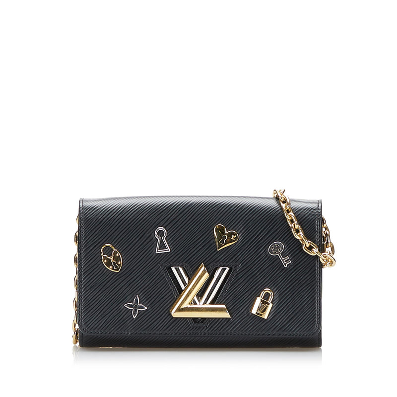 Louis Vuitton Black Epi Leather Floral Twist Wallet Long Wallet Louis  Vuitton