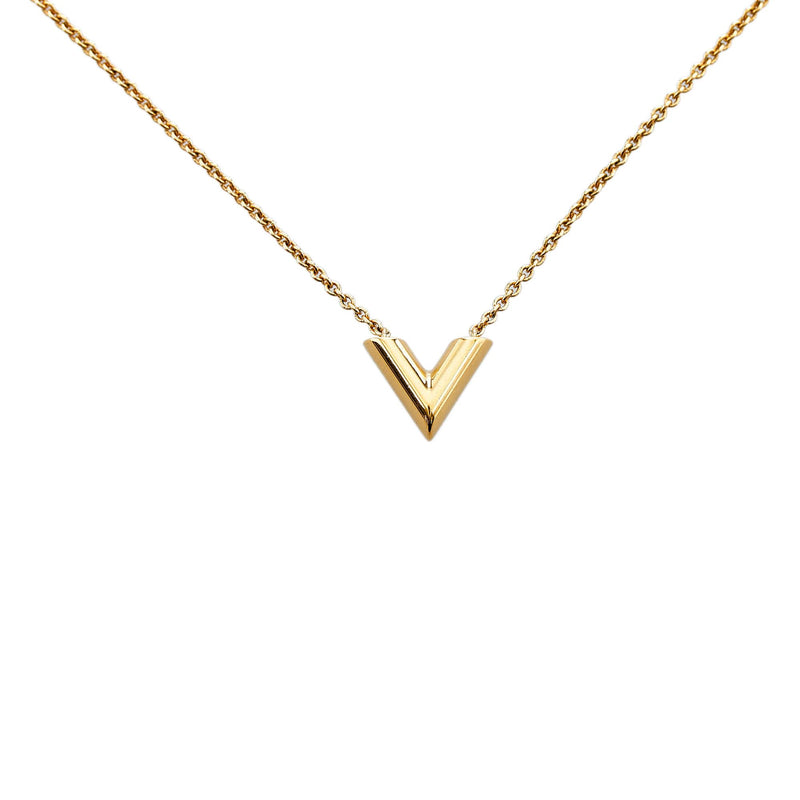 Louis Vuitton Necklace Women Essential V Gold LV Logo W/Storage Bag, Box