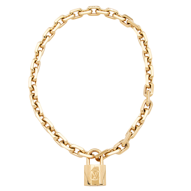 Louis Vuitton LV Edge Necklace Cadenas, Gold