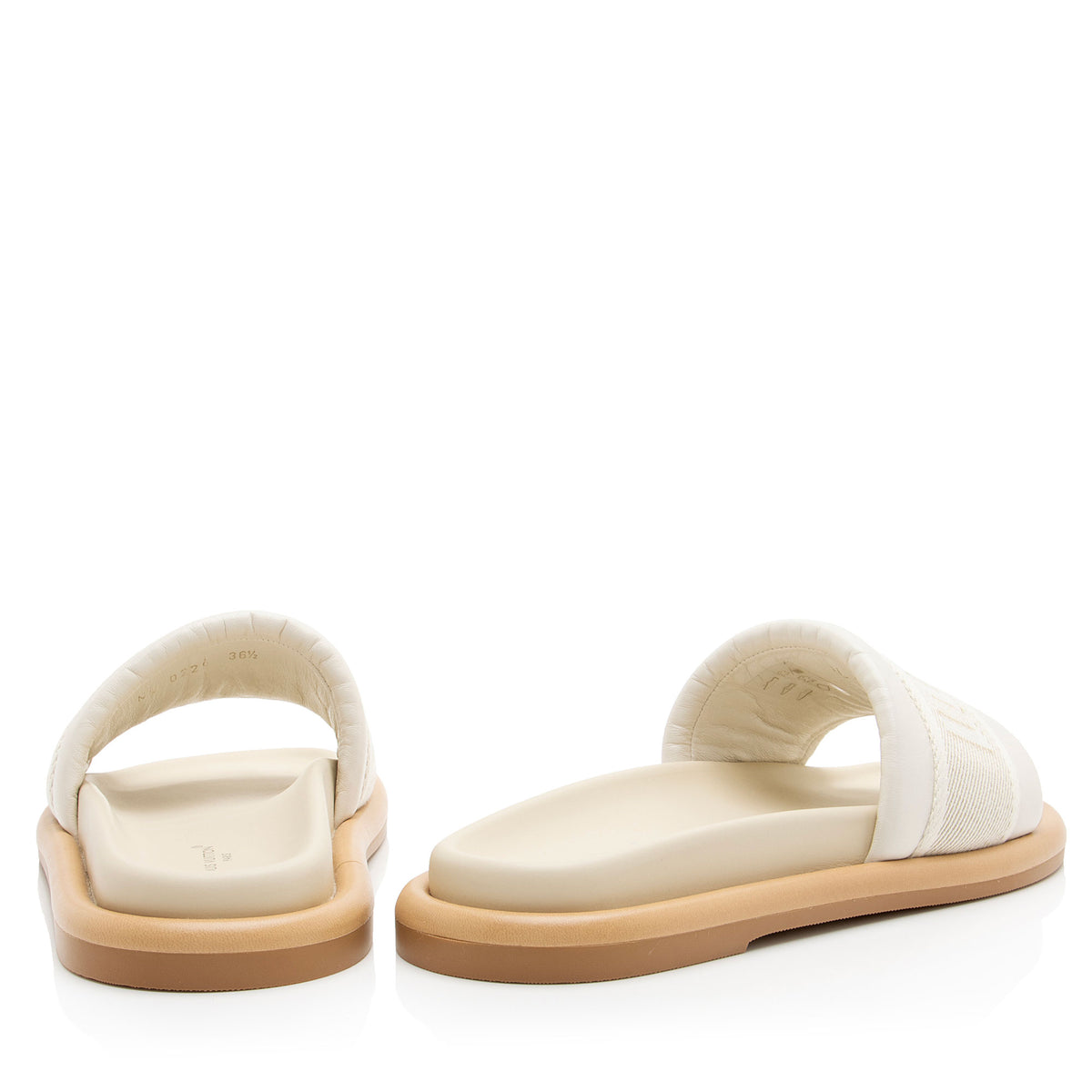 Louis Vuitton Leather Canvas Logo Bliss Slides - Size 6.5 / 36.5