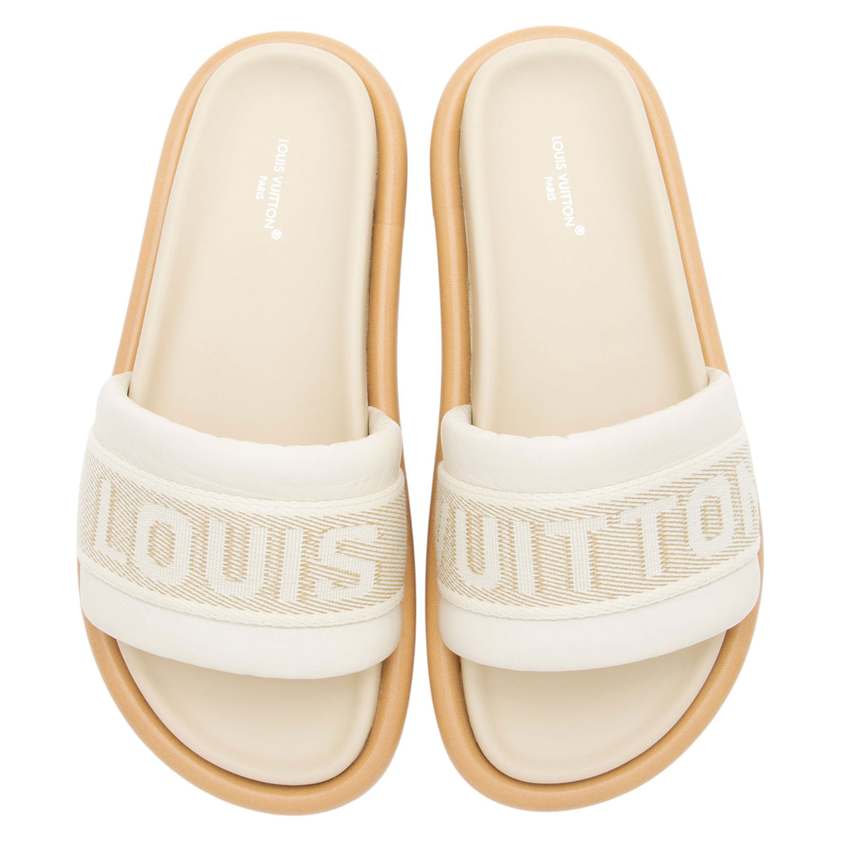 Louis Vuitton Leather Canvas Logo Bliss Slides - Size 6.5 / 36.5