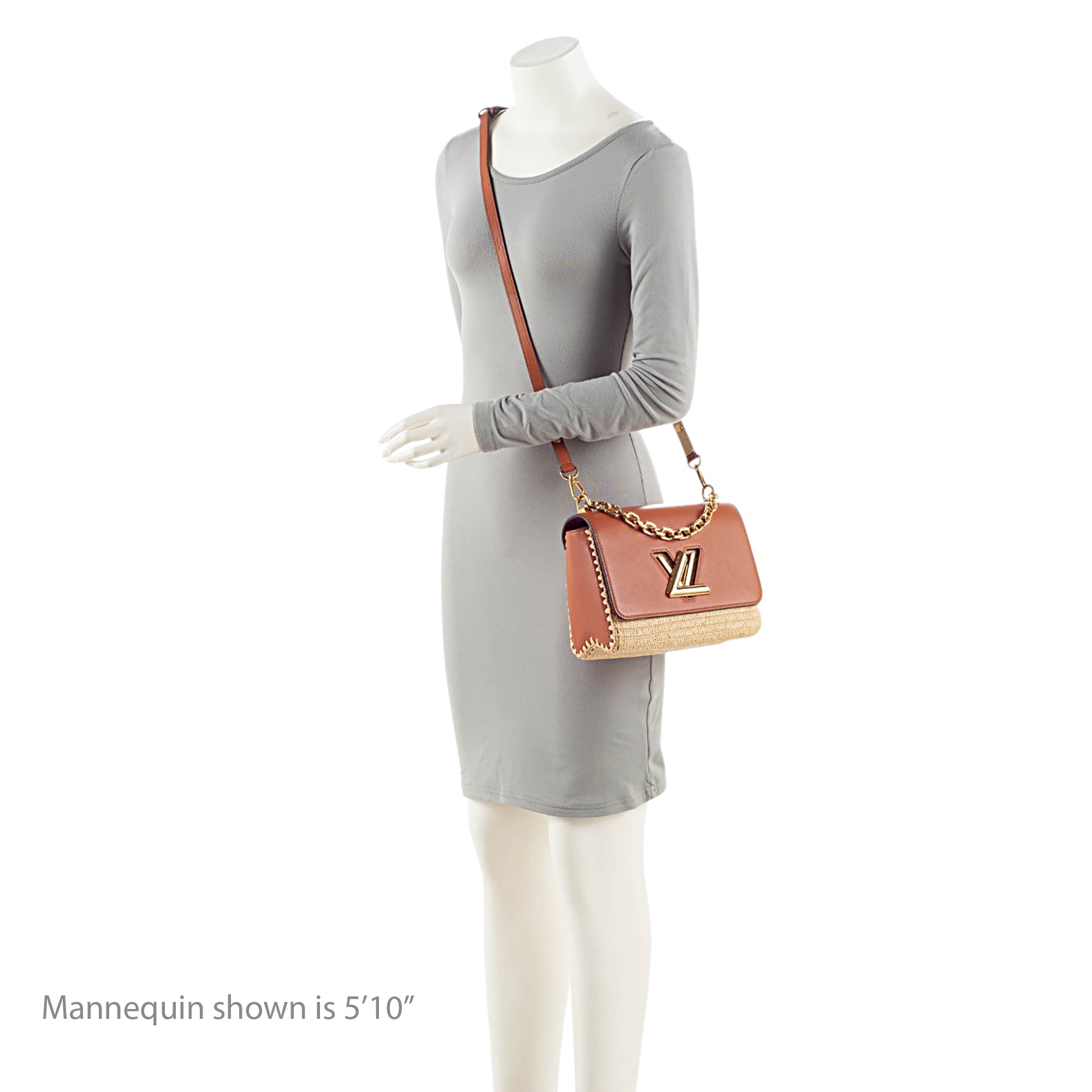Louis Vuitton Leather Raffia Twist MM Shoulder bag