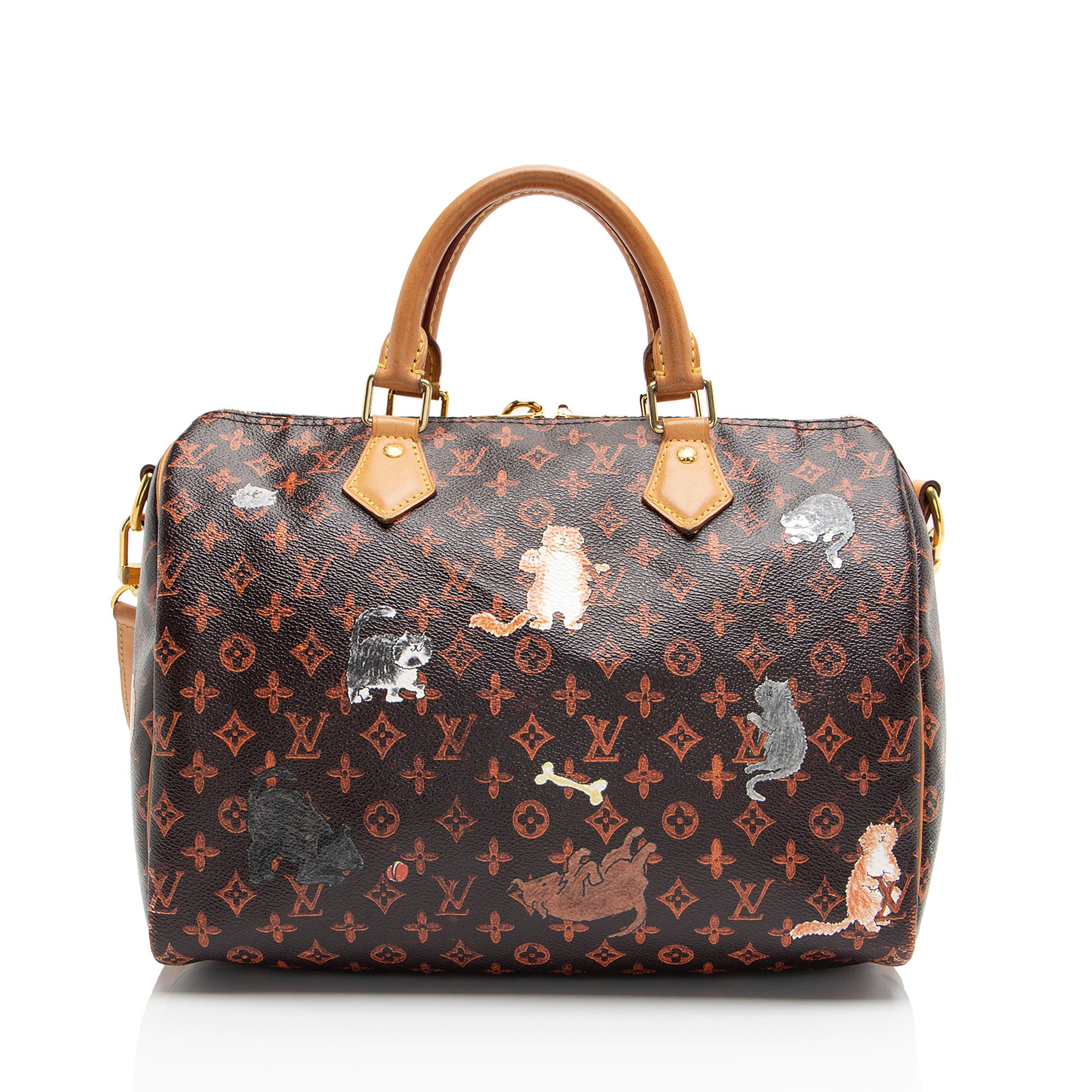 Louis Vuitton Limited Edition Catogram Canvas Speedy Bandouliere 30 Satchel