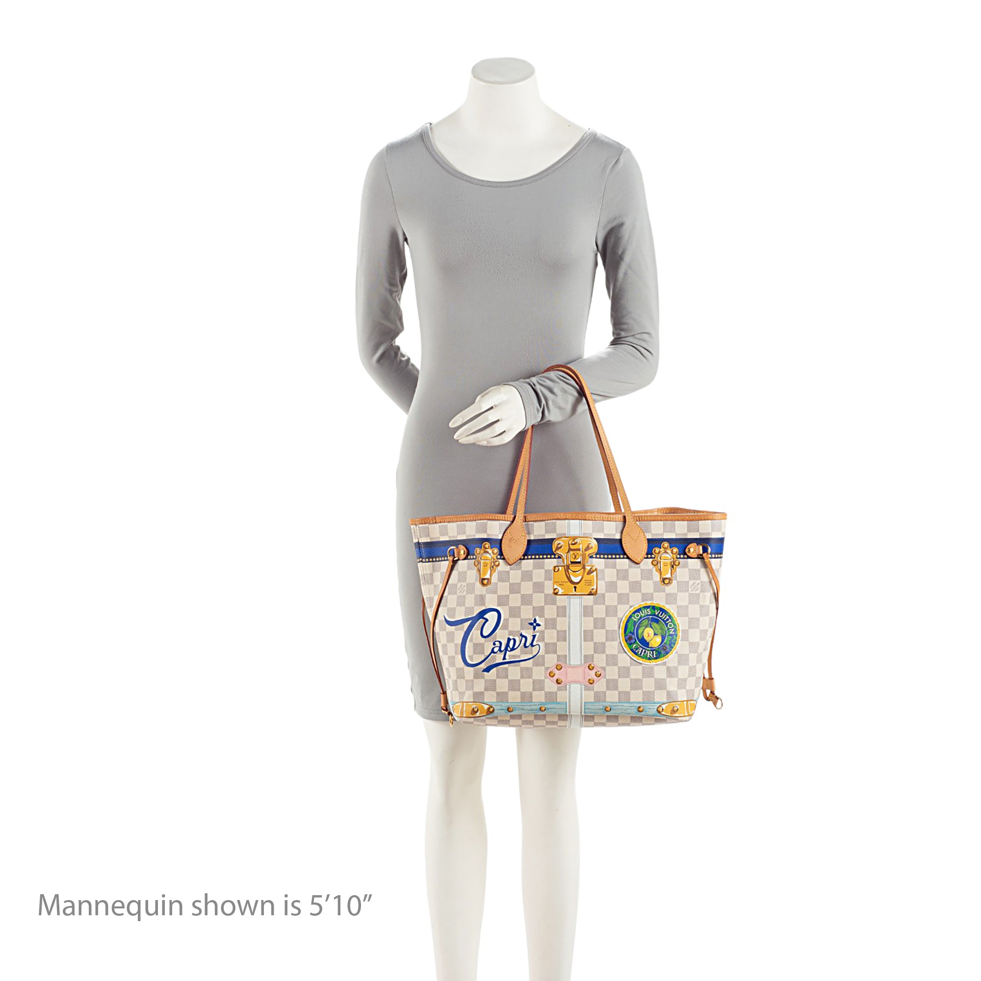 Louis Vuitton Limited Edition Damier Azur Summer Trunk Capri Neverfull MM Tote (SHF-hyU26o)