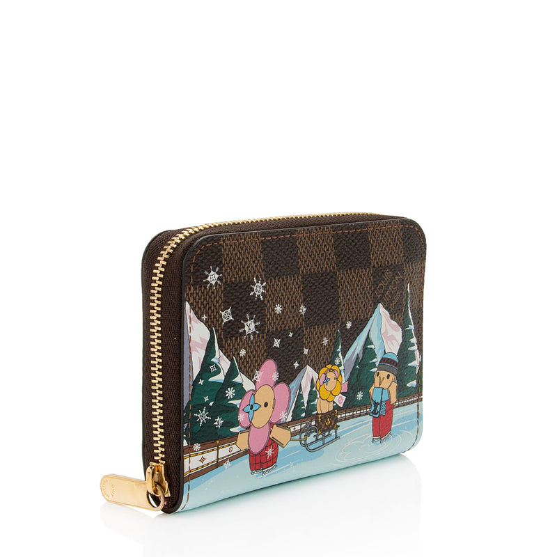 Louis Vuitton Limited Edition Damier Ebene Animation Christmas Zippy Coin Wallet (SHF-OzOGWt)