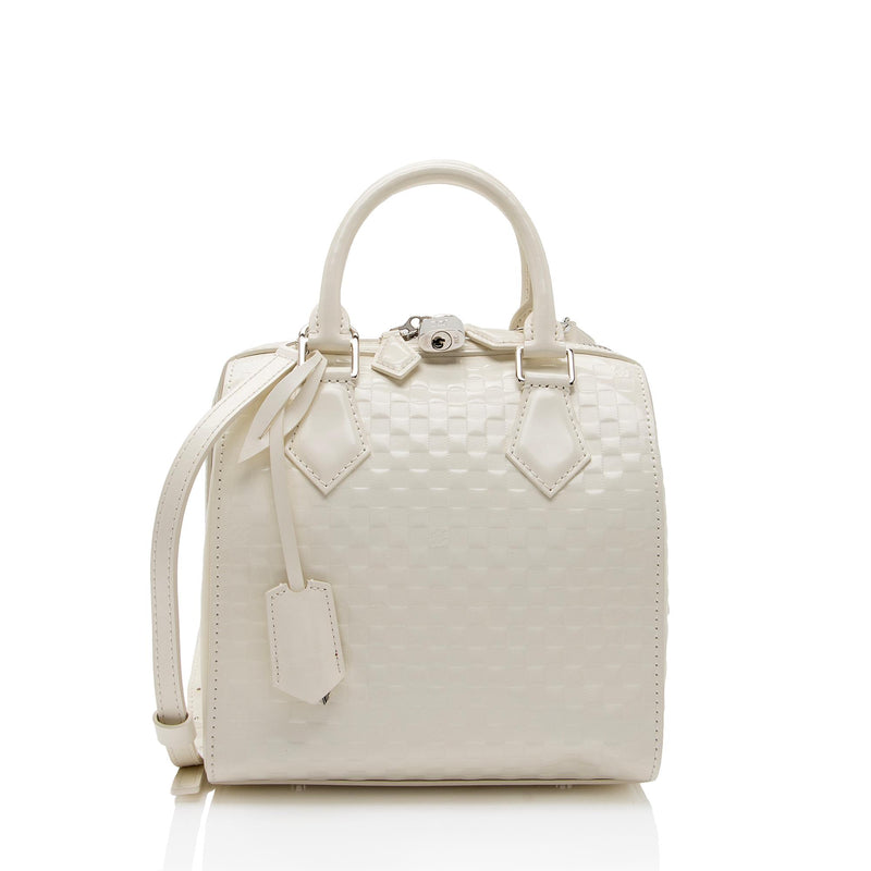 White Louis Vuitton Damier Facette Speedy Cube PM Handbag
