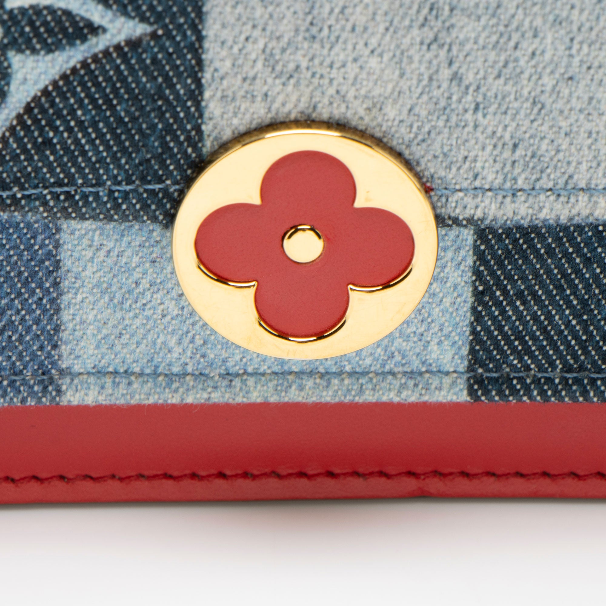 Louis Vuitton Limited Edition Denim Patchwork Flore Chain Wallet