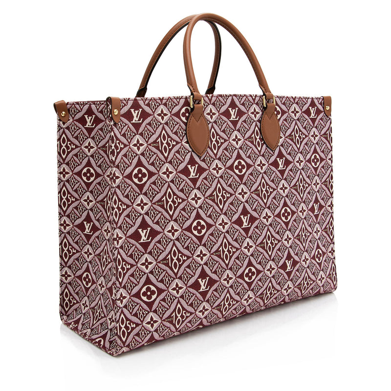 Louis Vuitton BORDEAUX JACQUARD and BROWN CALFSKIN LEATHER SINCE 1854 ONTHEGO  GM at 1stDibs