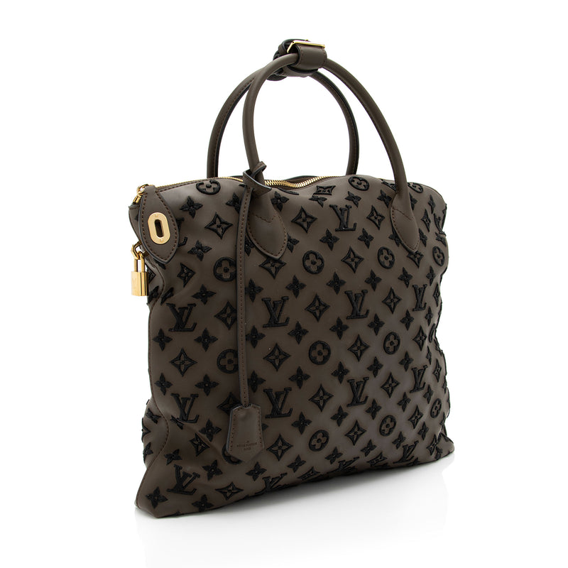 Louis Vuitton - Authenticated Lockit Vertical Handbag - Cloth Brown for Women, Very Good Condition