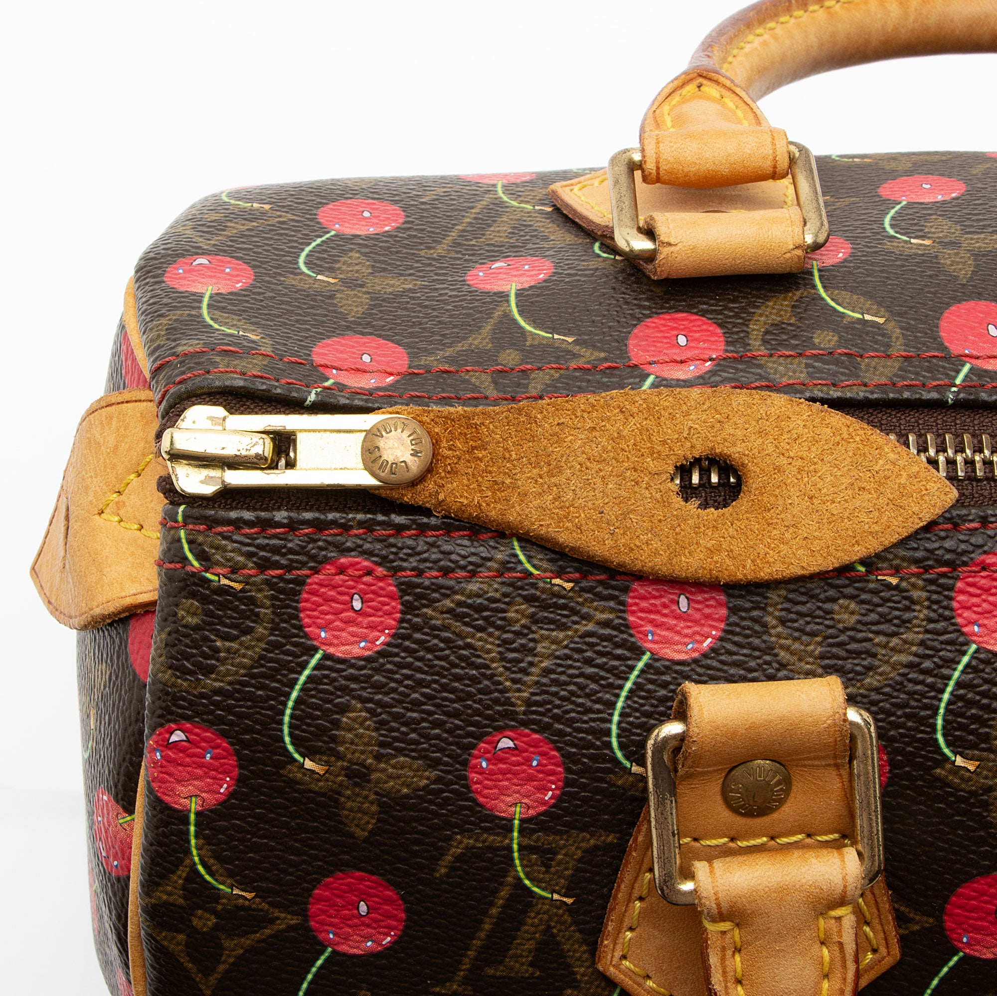 Louis Vuitton Limited Edition Monogram Canvas Cerises Speedy 25 Satchel (SHF-CSMshZ)