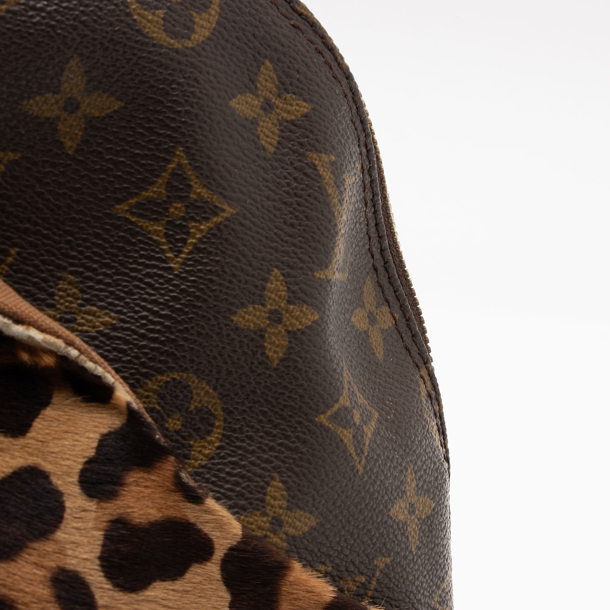 Louis Vuitton Limited Edition Monogram Canvas Leopard Pony Hair Allia Alma Satchel (SHF-7m3MG9)