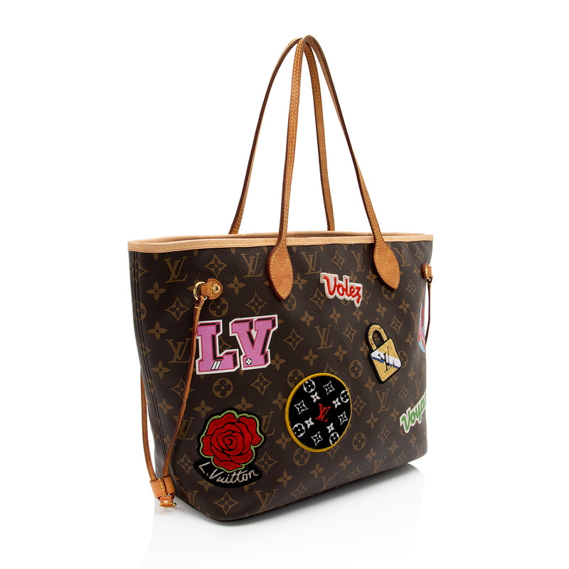 Louis Vuitton Limited Edition Monogram Canvas Patches Neverfull MM Tote (SHF-KlWEPF)