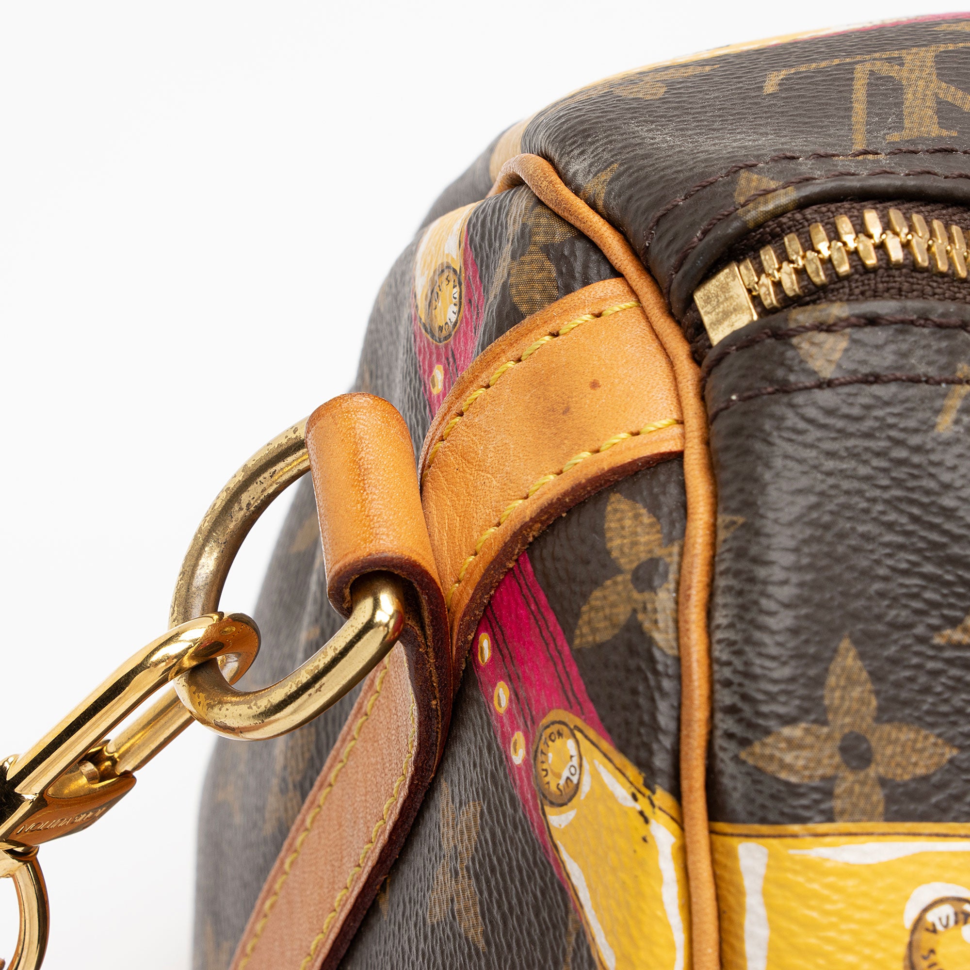 Louis Vuitton Limited Edition Monogram Canvas Summer Trunk Speedy Bandouliere 30 Satchel (SHF-IP1m00)