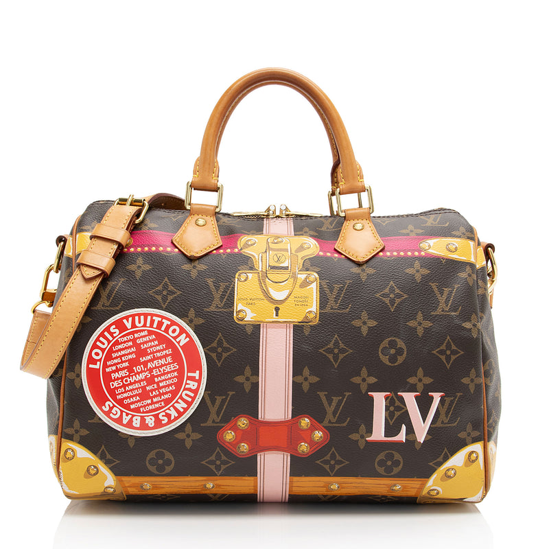 Louis Vuitton Limited Edition Monogram Canvas Summer Trunk Speedy Bandouliere 30 Satchel (SHF-IP1m00)