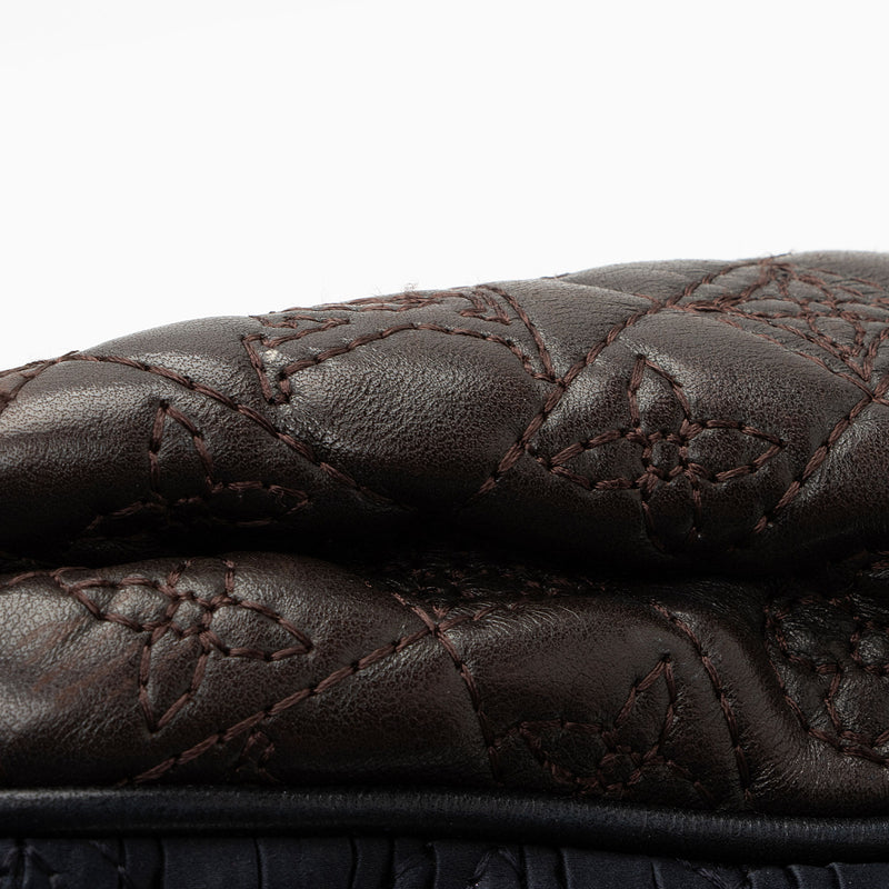 Louis Vuitton Limited Edition Monogram Satin Leather Coquette Pochette Clutch (SHF-jITFo4)