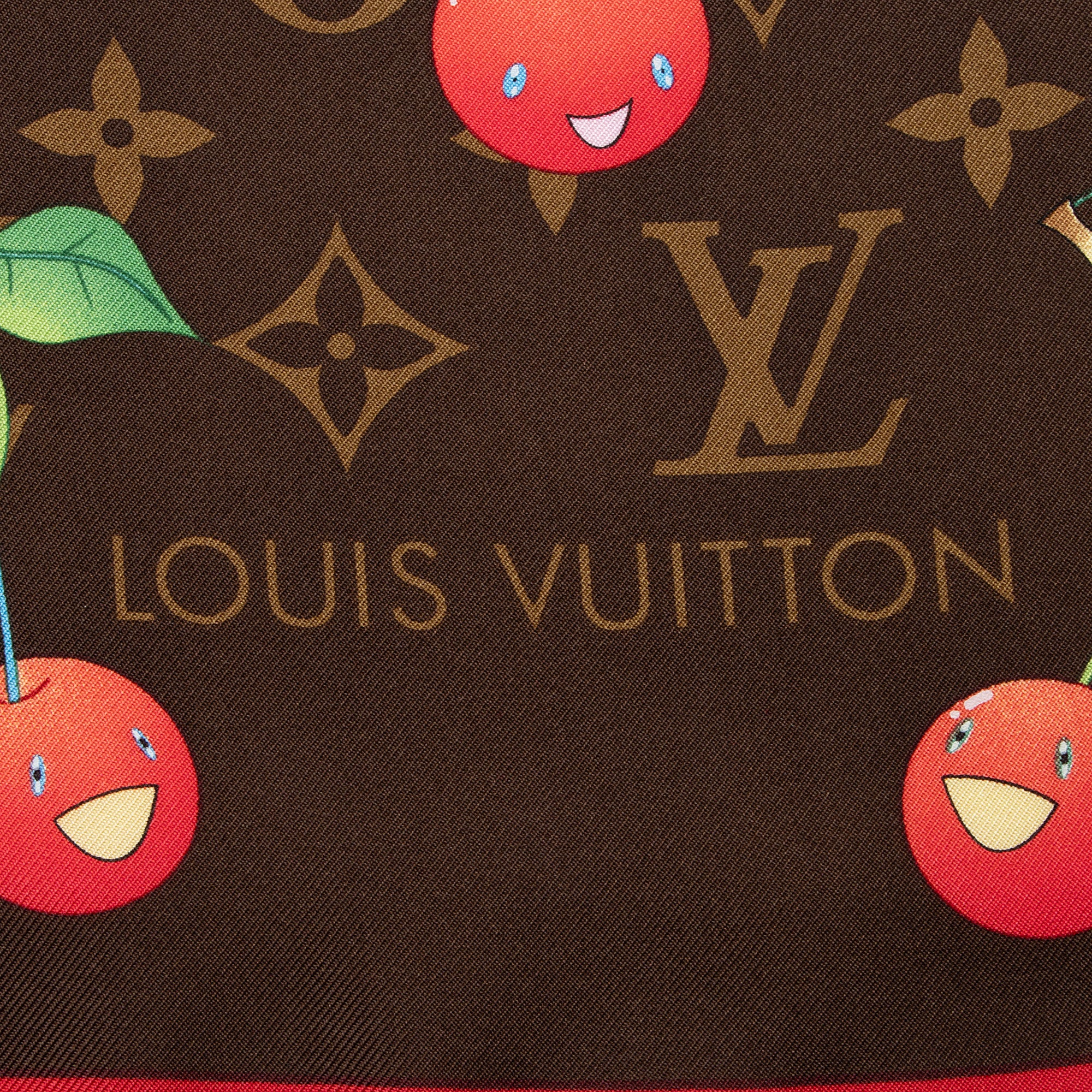 Louis Vuitton Limited Edition Silk Monogram Cerises 90cm Scarf