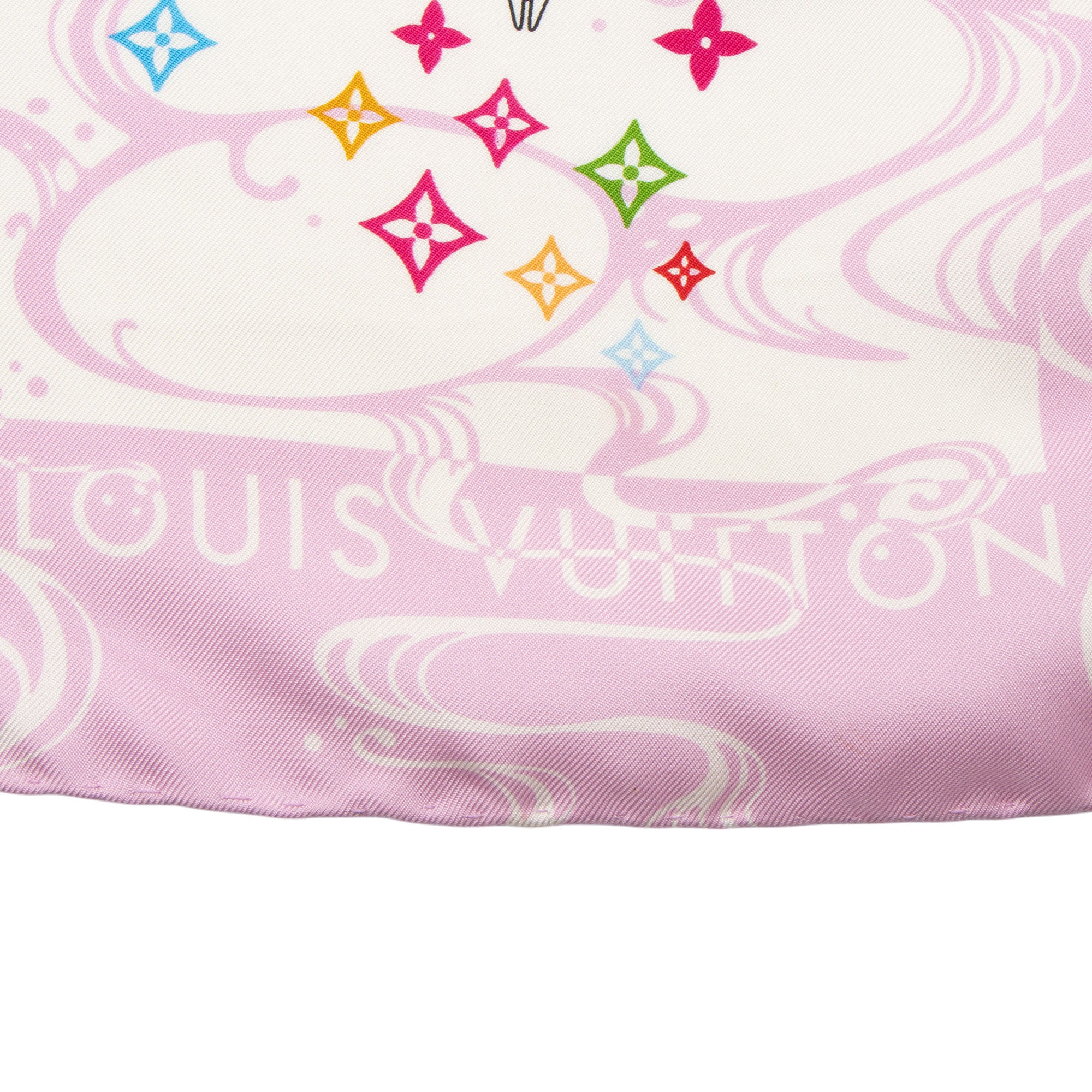 Louis Vuitton Limited Edition Takashi Murakami Panda Wave Silk Scarf (SHF-JdKMHi)