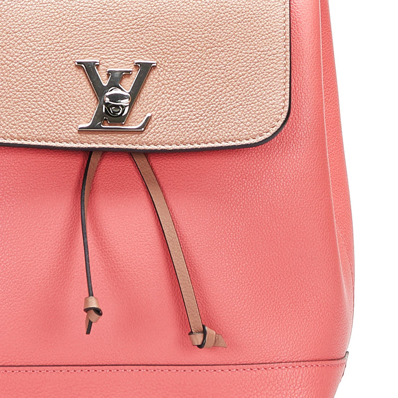 LOUIS VUITTON LV Logo Lockme Mini Backpack Bag Calf Leather Pink