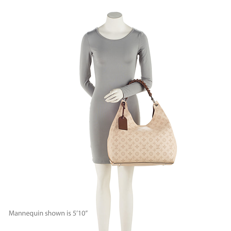 LOUIS VUITTON Carmel Mahina Calf Leather Hobo Bag Cream