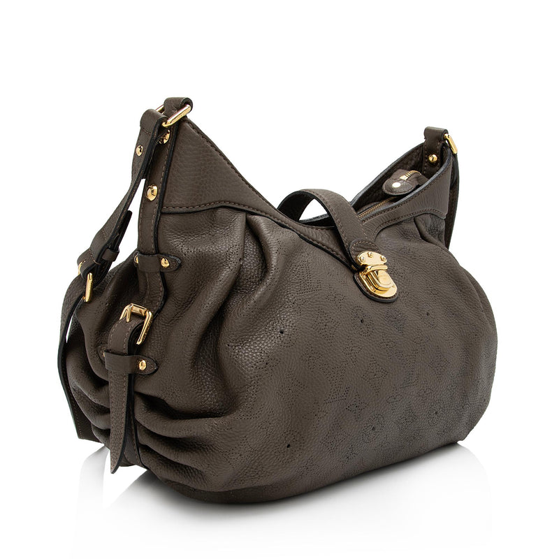 Louis Vuitton Mahina Leather Shoulder Bag in Black