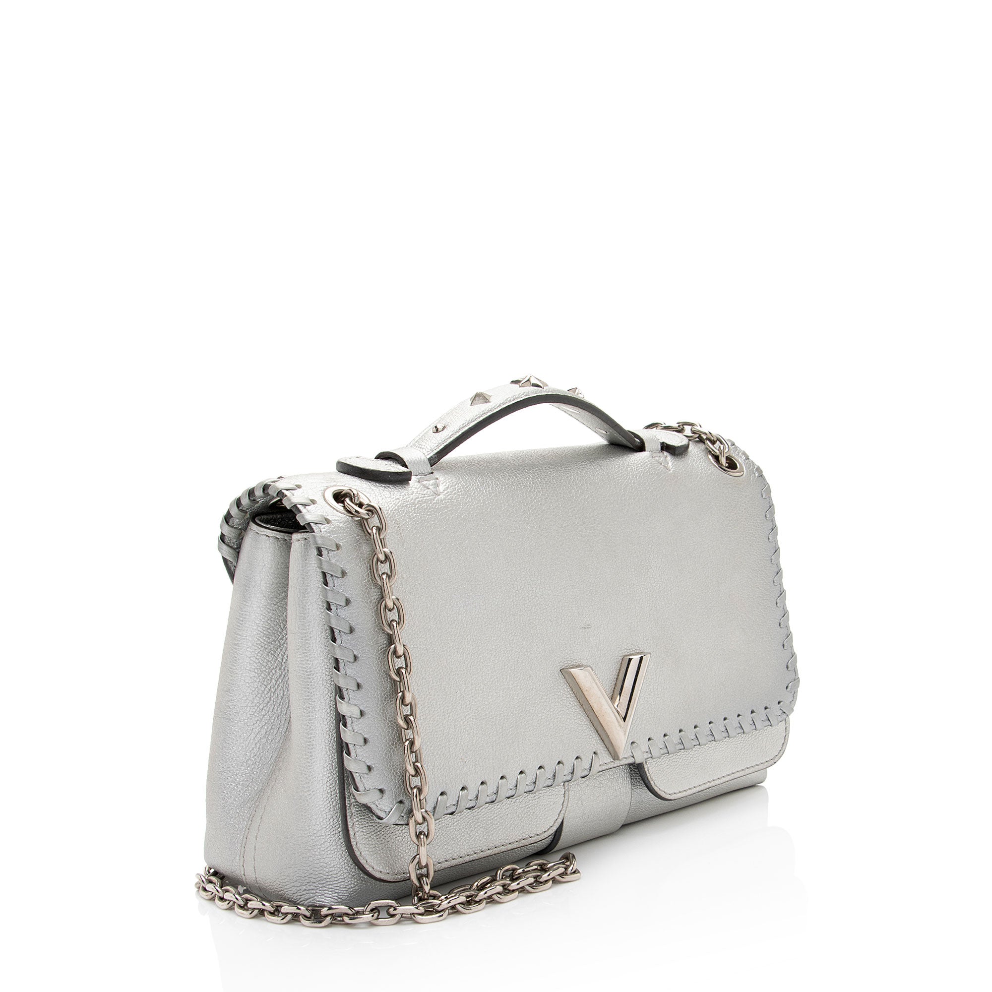 Louis Vuitton Metallic Leather Braided Very Chain Bag (SHF-s7snVl)