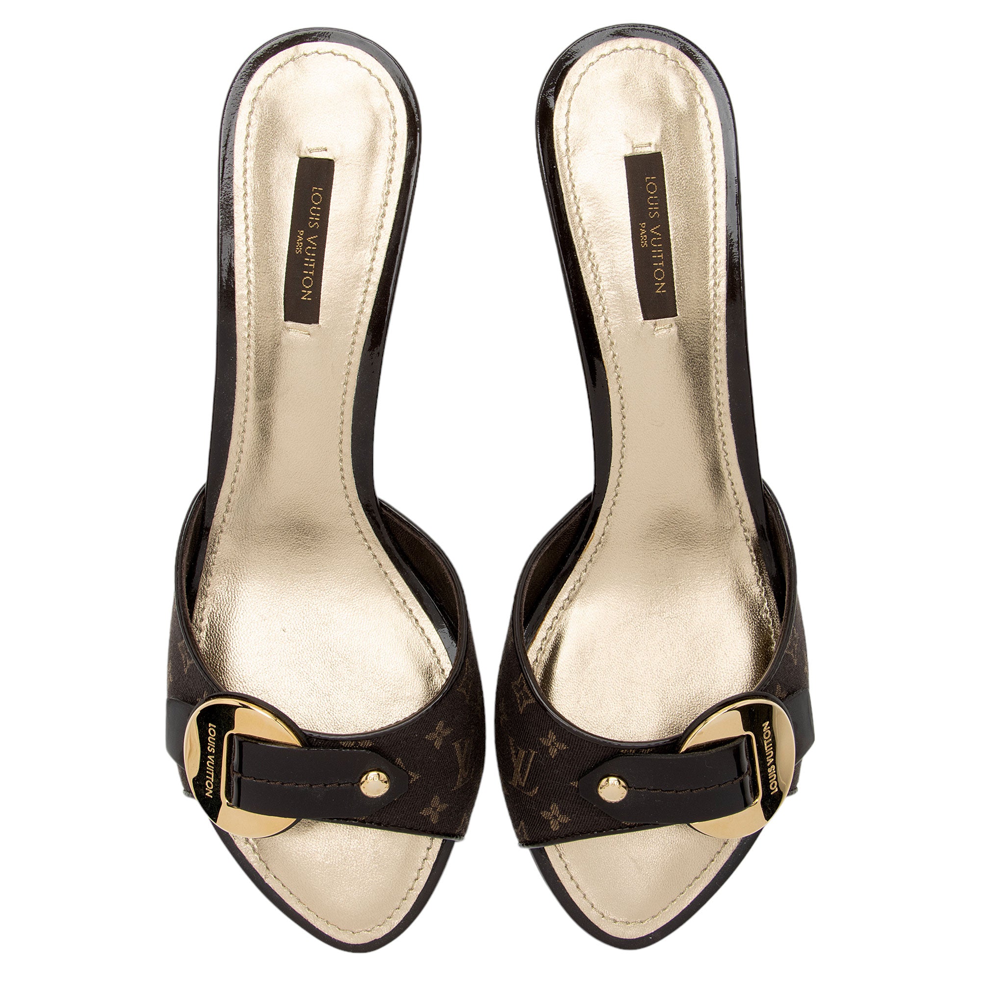 Louis Vuitton Monogram Mini Lin Buckle Sandals - Size 10 / 40 (SHF-SSkIFc)