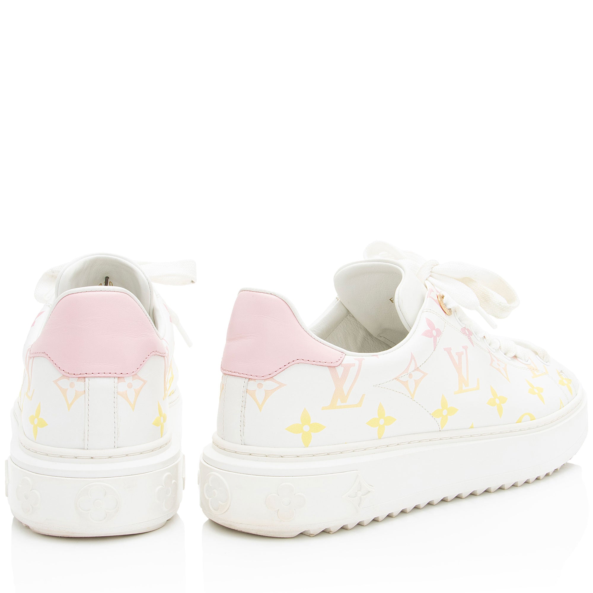 Louis Vuitton Monogram Calfskin Time Out Sneakers - Size 8.5 / 38.5