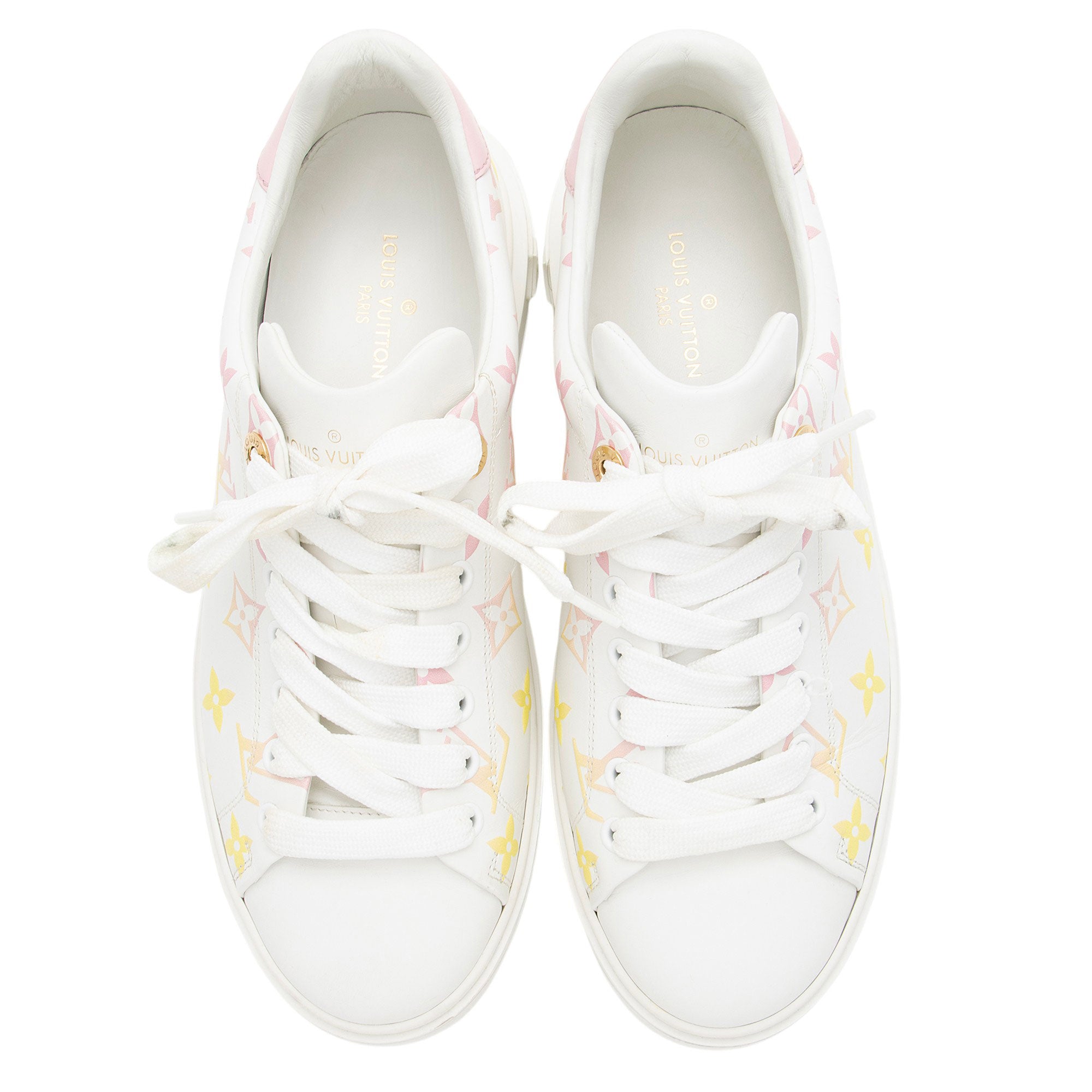 Louis Vuitton Monogram Calfskin Time Out Sneakers - Size 8.5 / 38.5